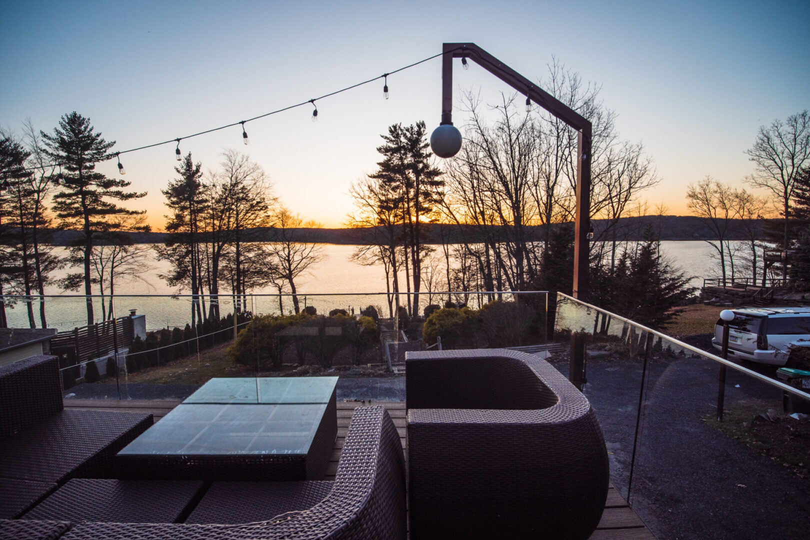 View of the sunset from the house balcony