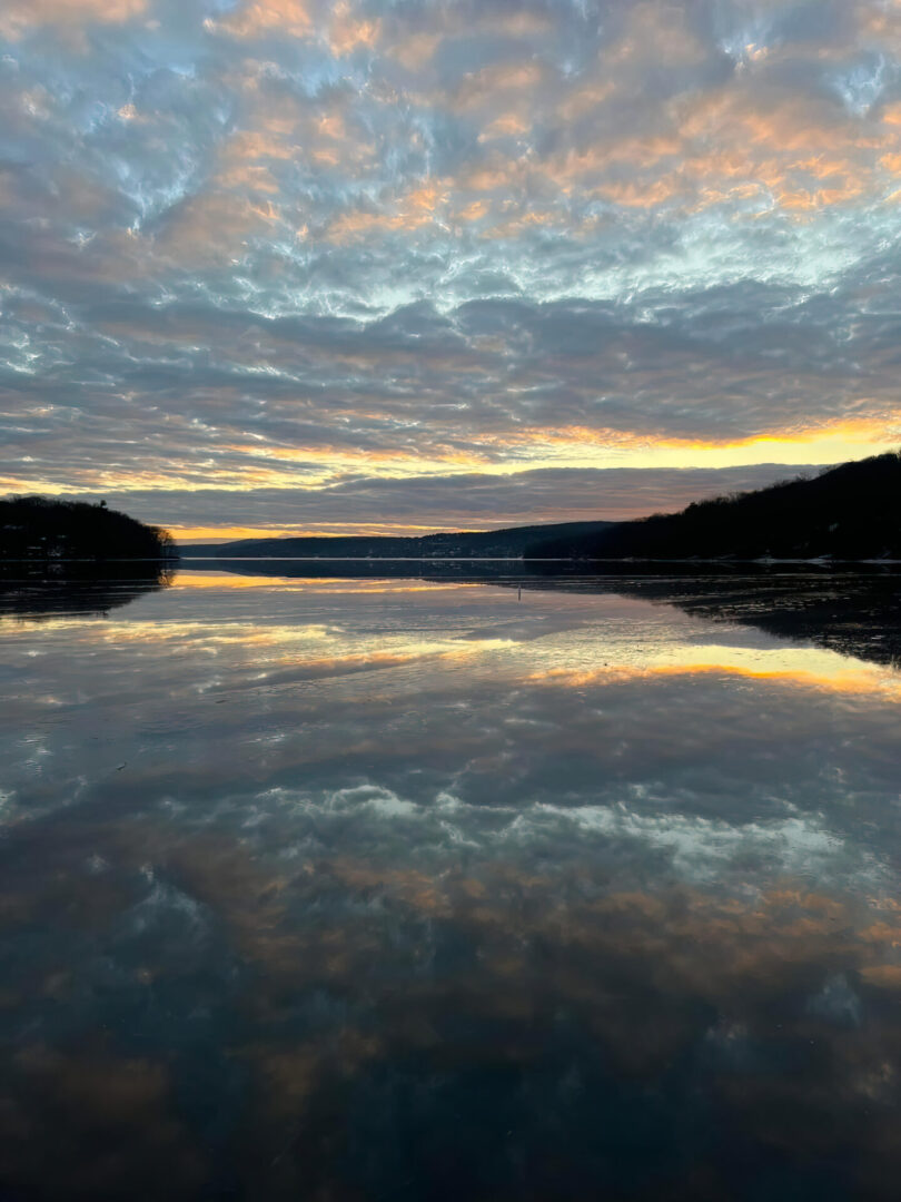 View of the sky reflection in the river